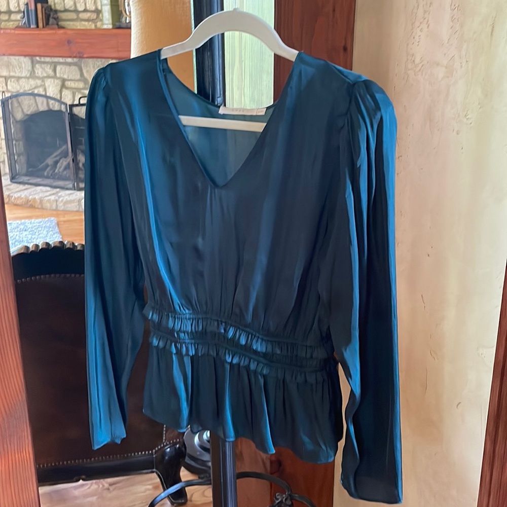 Lush Green Satin blouse